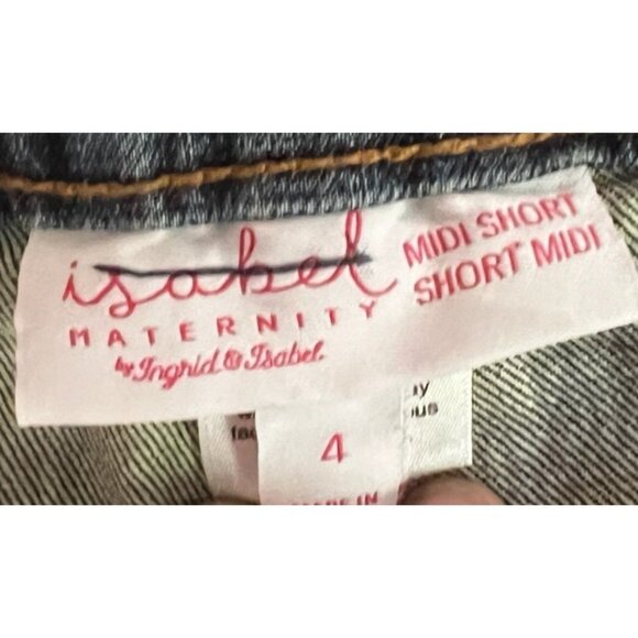 Isabel Maternity by Ingrid & Isabel Denim Shorts Dark Wash Sz 4 Womens w/ Back P - Picture 3 of 4